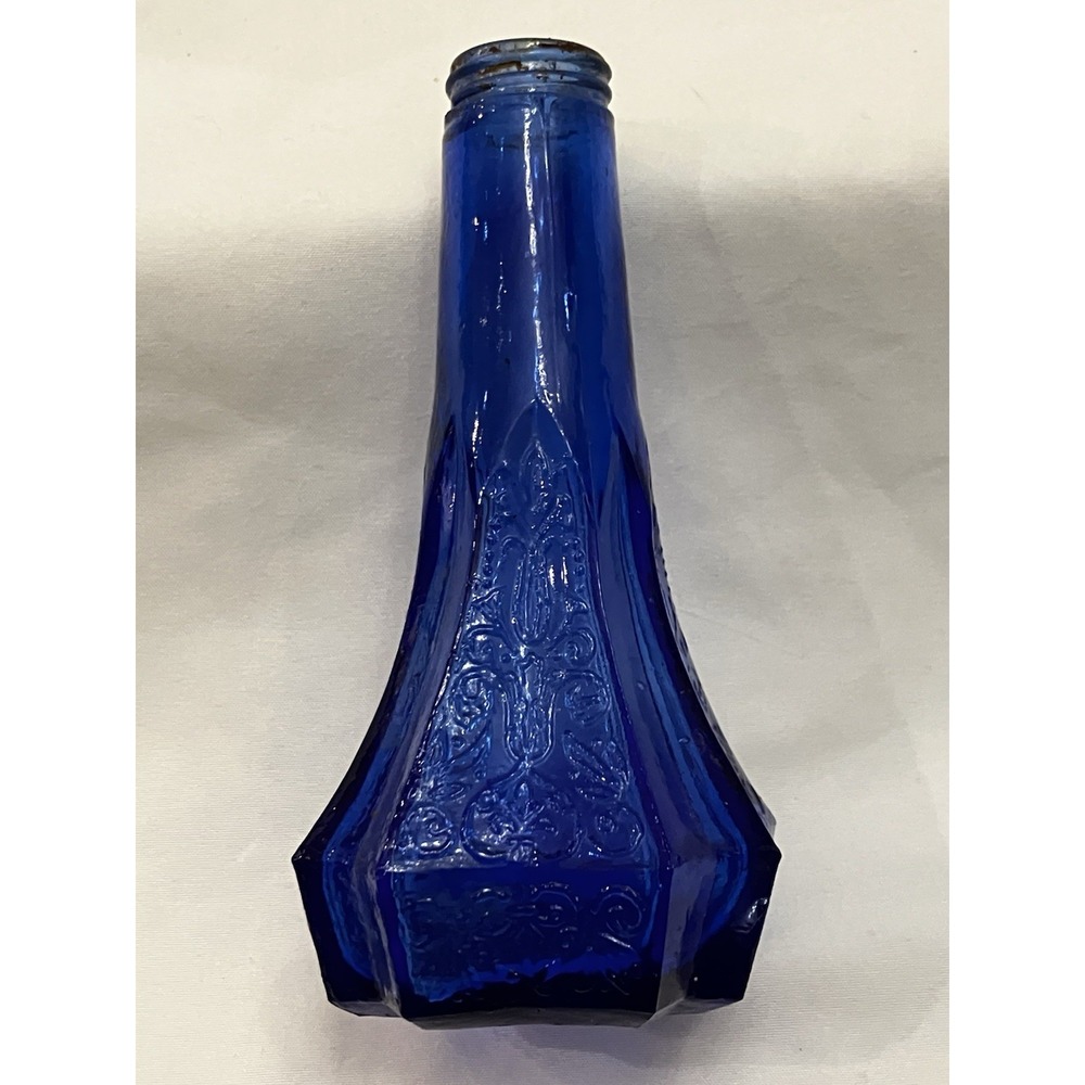 VTG Scandinavian Style Single Cobalt Blue Pressed Glass Bottle Shaker No Lid
